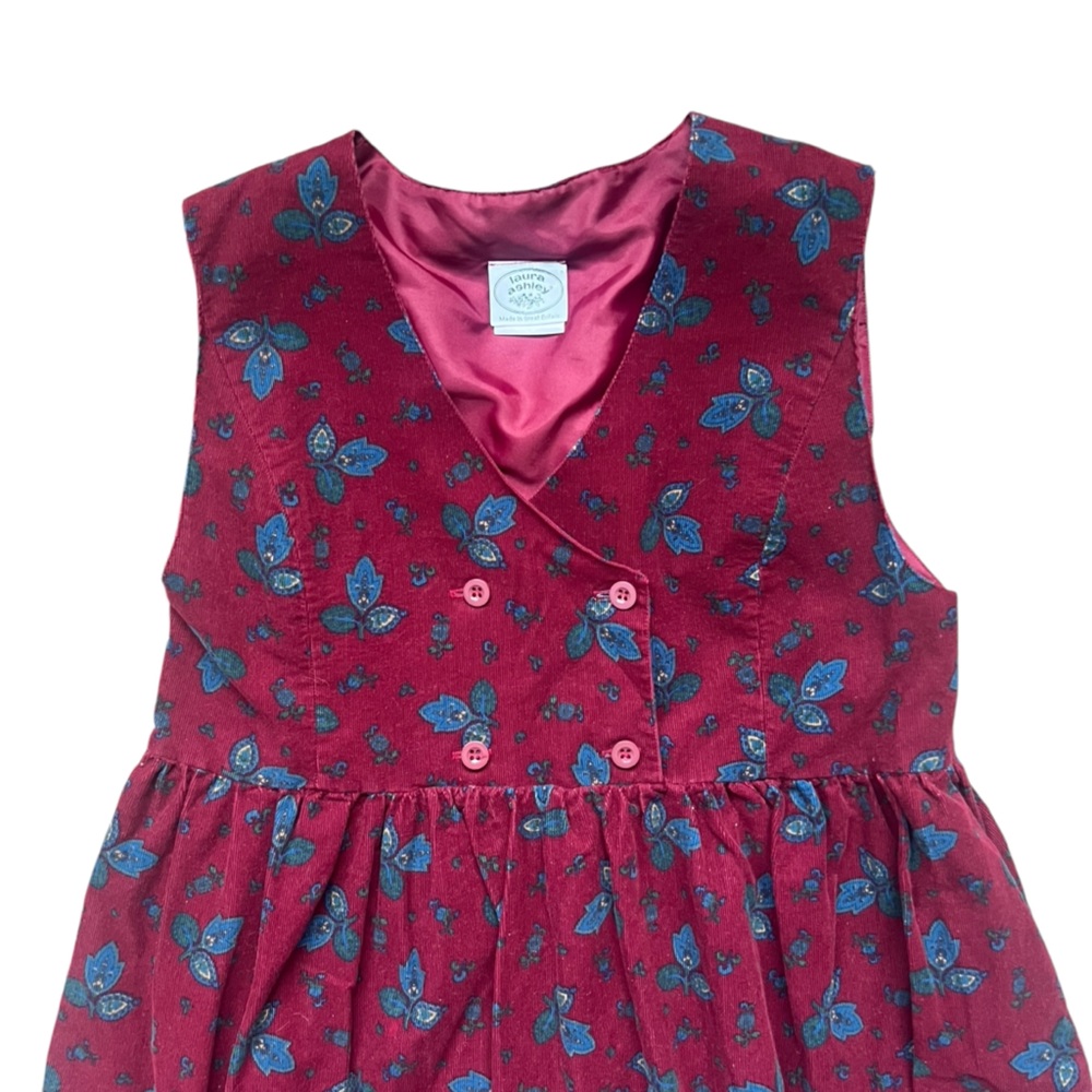 Vintage 80s - Laura Ashley Corduroy Sleeveless Maiden Prairie Midi Dress 10 - Picture 3 of 8